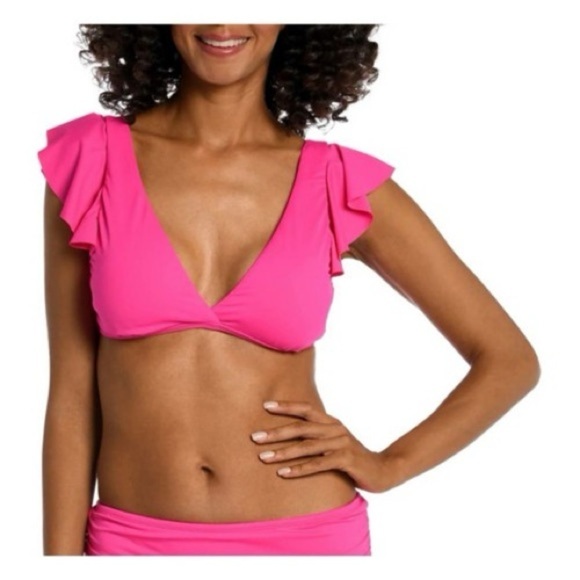 Like New - La Blanca Ruffle Bikini - Pop Pink - Size 8 - Picture 1 of 6